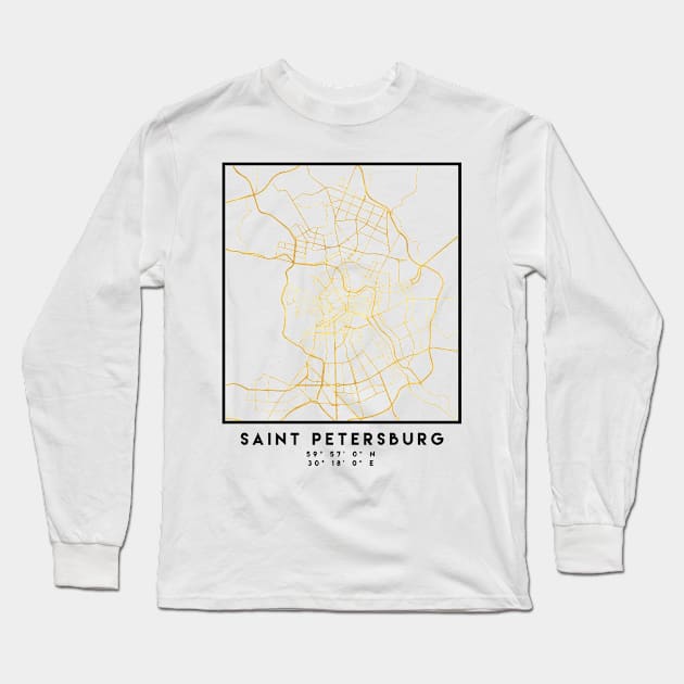 SAINT PETERSBURG CITY STREET MAP ART Long Sleeve T-Shirt by deificusArt